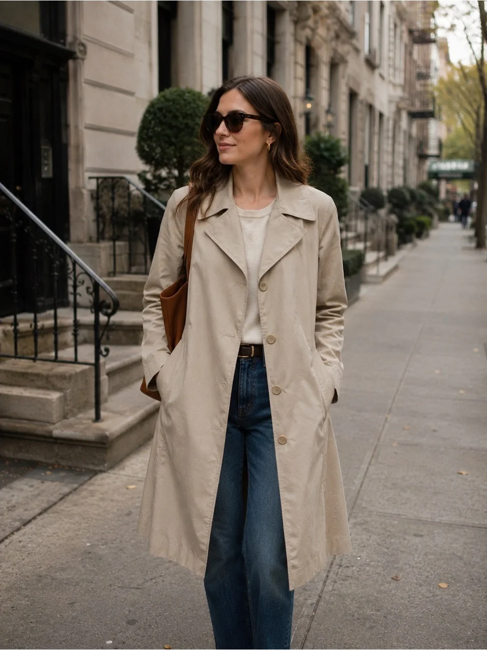 Vintage Windy Weather Beige Trench Coat Belted Size 8 Classic Rain Coat - Picture 1 of 12